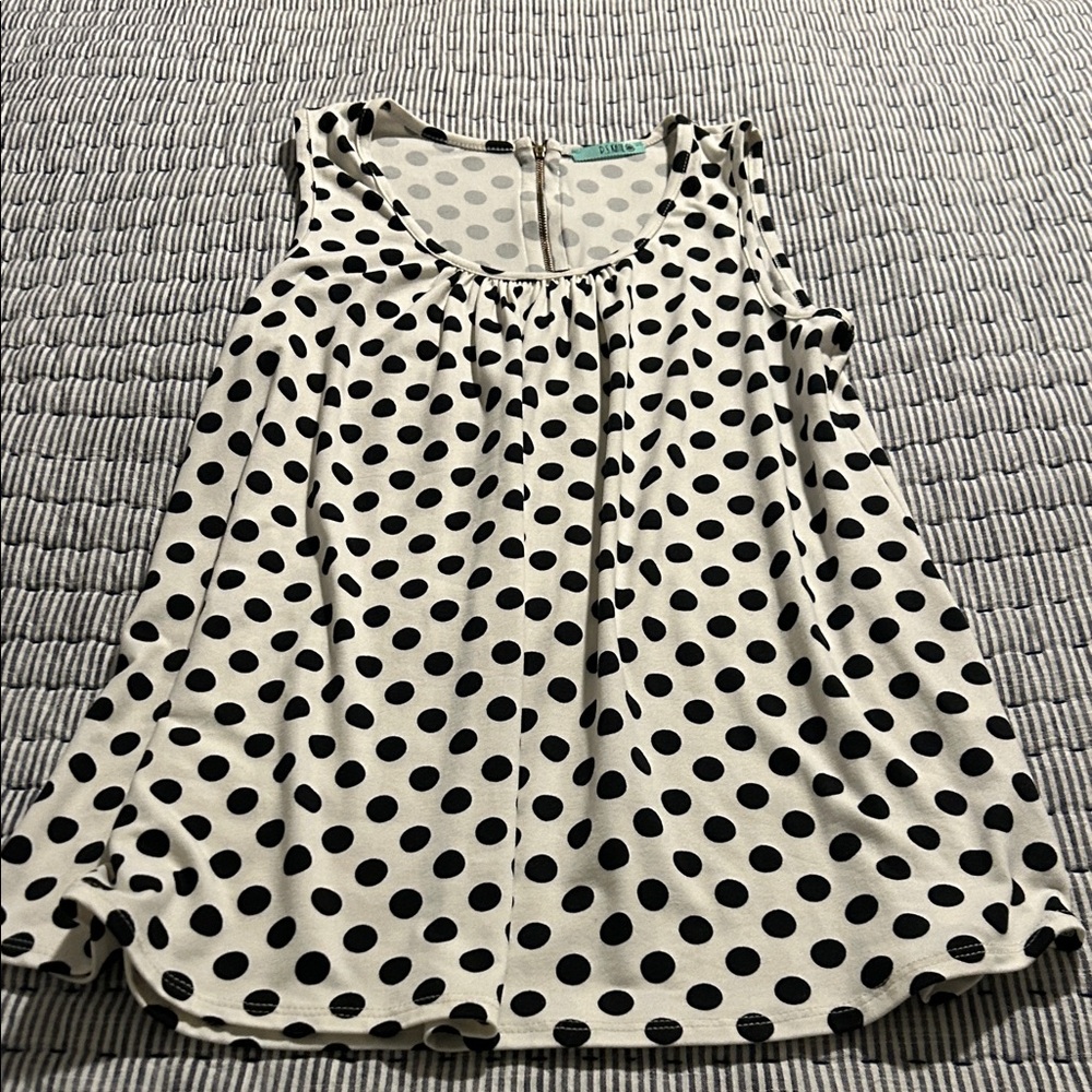 Black Polka Dot Cream Sleeveless Top